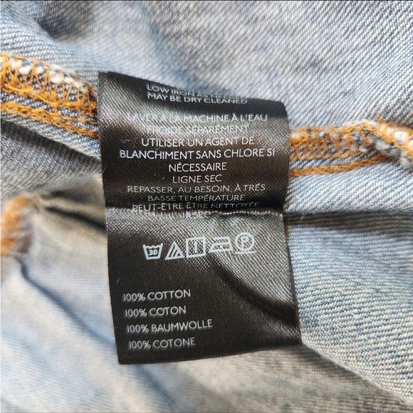 Anthropologie Pilcro Long-Sleeve Denim Crop Babydoll Top blouse - Picture 9 of 9